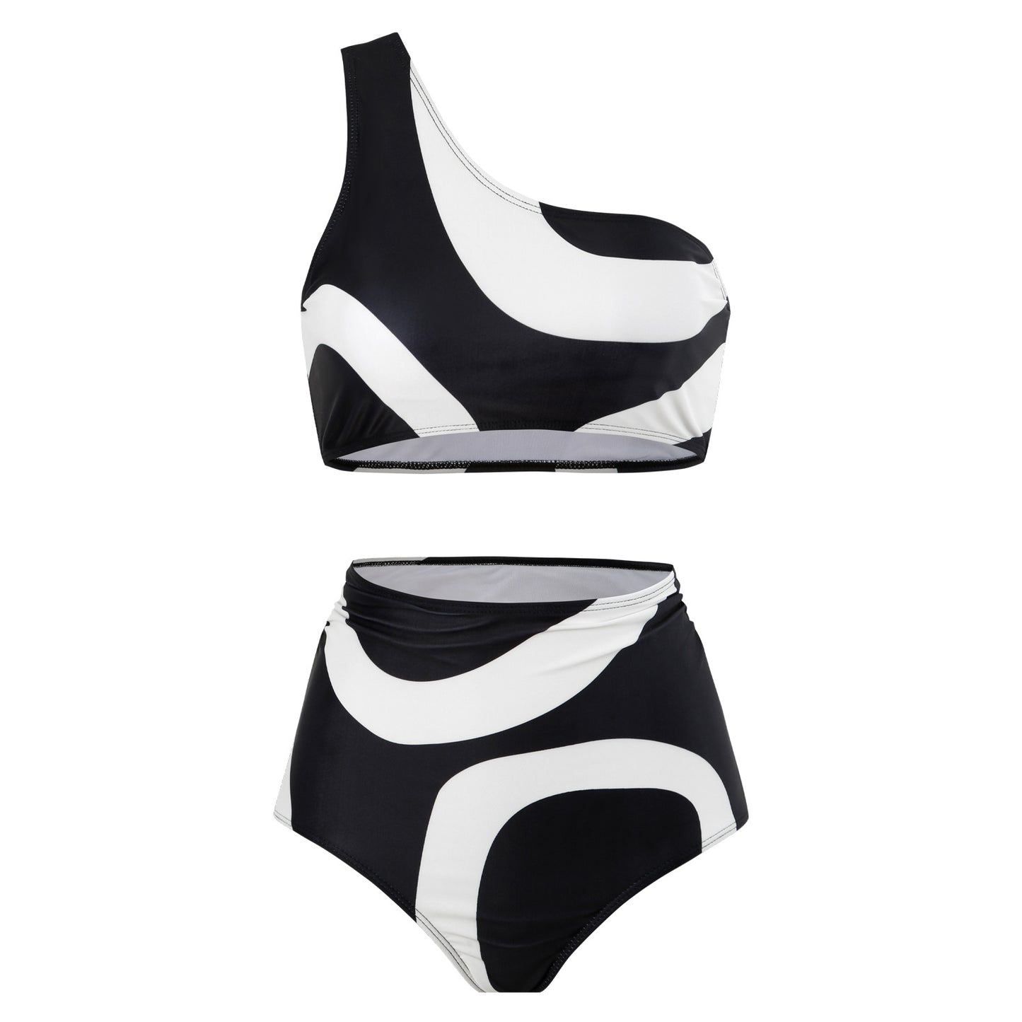 Dame trendy bikini-sæt med asymmetrisk top og strålende sarong Stilla