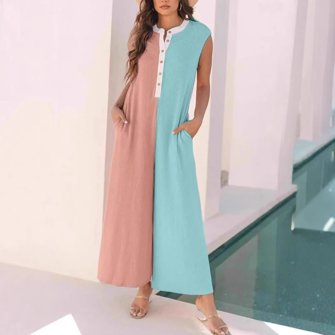 Dame Lange Sommerjumpsuit med knaplukning og praktiske lommer Stilla