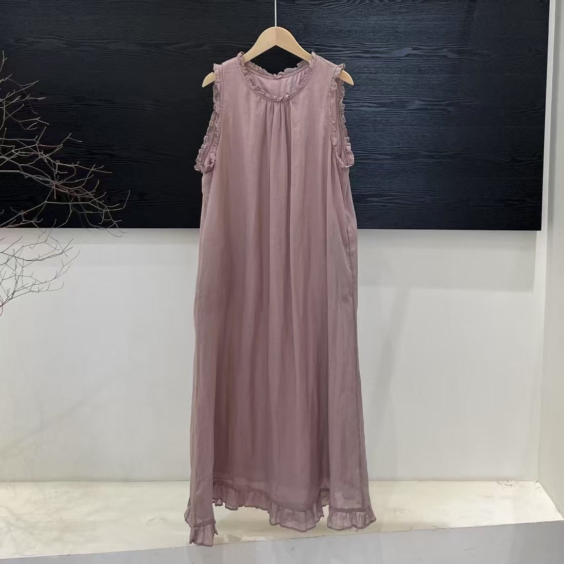 Femme Elegante Rynkende Lange Maxi Kjole Stilla