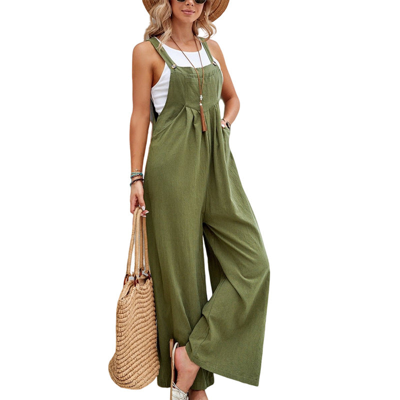 Dame Wide Jumpsuit med lommer og justerbare stropper Stilla