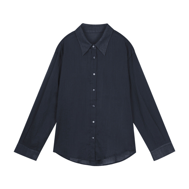 Dame elegant bluse med fin vævstruktur og klassiske knapdetaljer Stilla