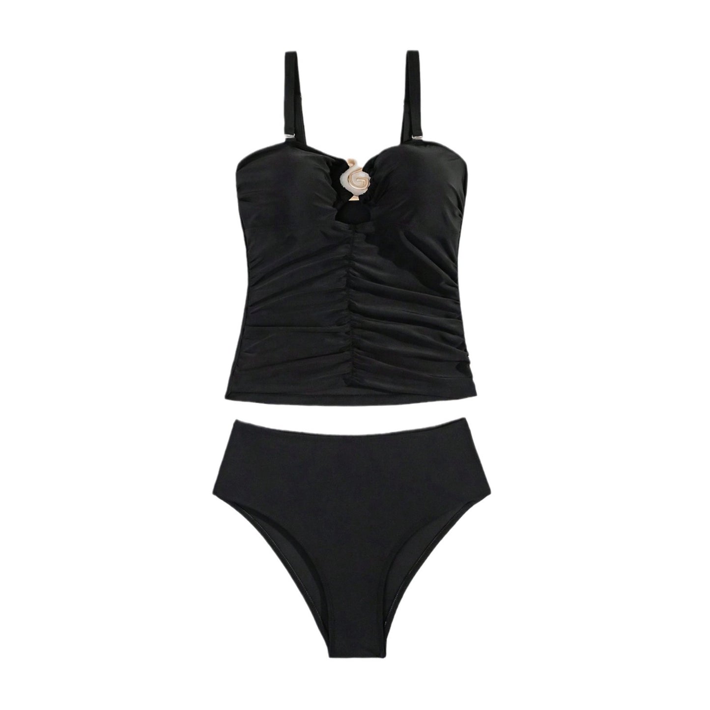 Dame elegant én-delt badedragt med flatterende samleffekt og moderne nøgle-udskæring Stilla