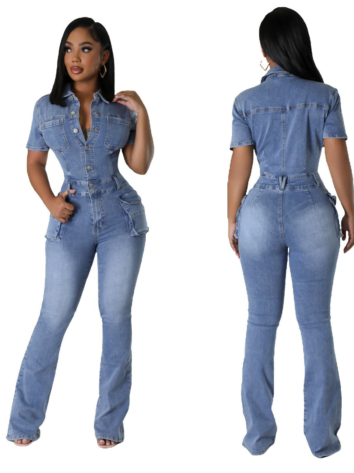 Dame Denim-Overalls med figursyet pasform og praktiske lommer Stilla
