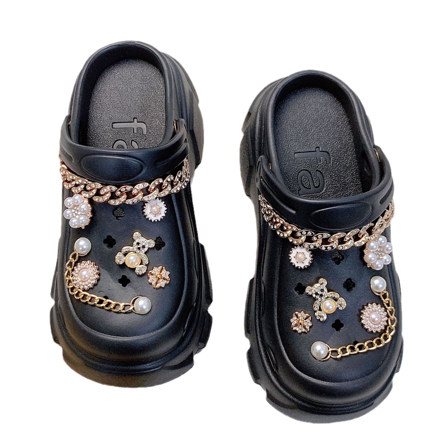 Dame Dekorative Clogs med funklende applikationer og modige udsmykninger Stilla