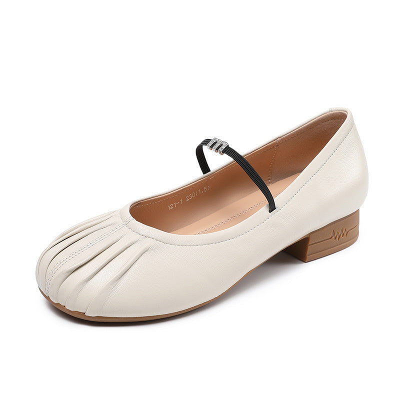Dame Elegant Falten Mary Jane Ballerinas med justerbar rem Stilla