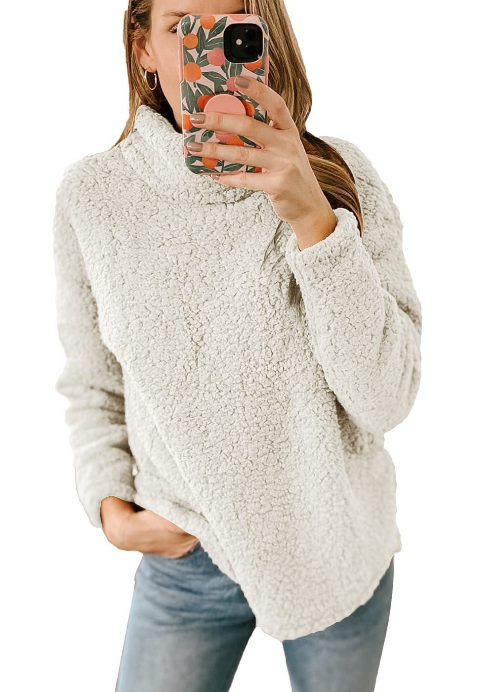 Dame hyggelig sweater i oversized stil med høj krave og blødt overmateriale Stilla