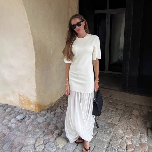 Dame elegant asymmetrisk overdel med vide ærmer Stilla