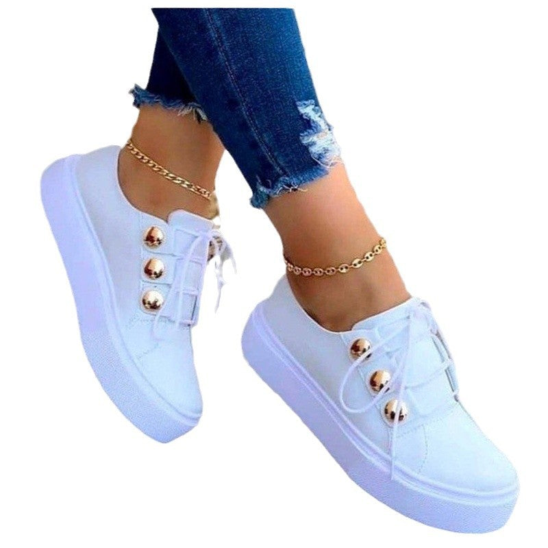 Dame modiske Plateau-Sneakers med skinnende detaljer og elegant snøring Stilla