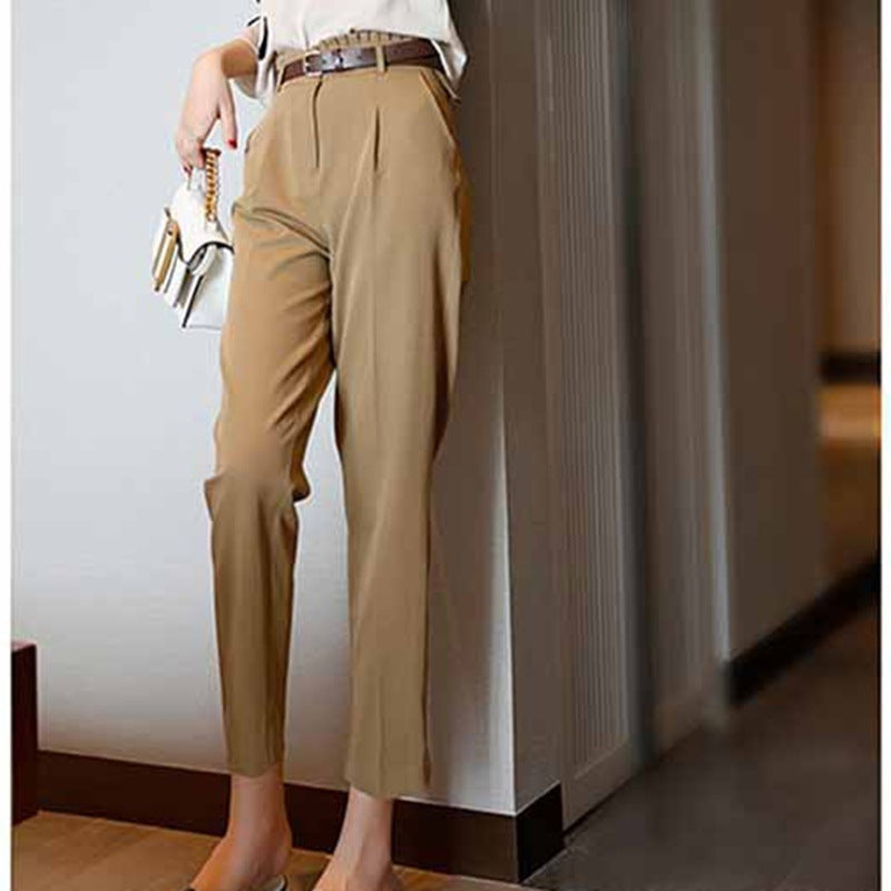 Dame elegant jakkesætsbukser med smal pasform og folder Stilla