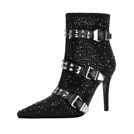 Femme Besatte Ankelstøvler med Rhinestone-detalje Stilla