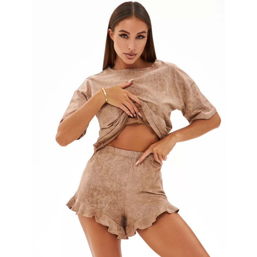 Dame afslappet kortærmet top med knudedetalje Stilla