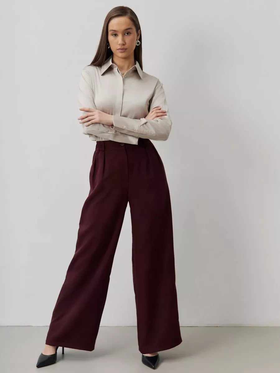 Dame elegant bluse med struktureret overflade og lange ærmer Stilla