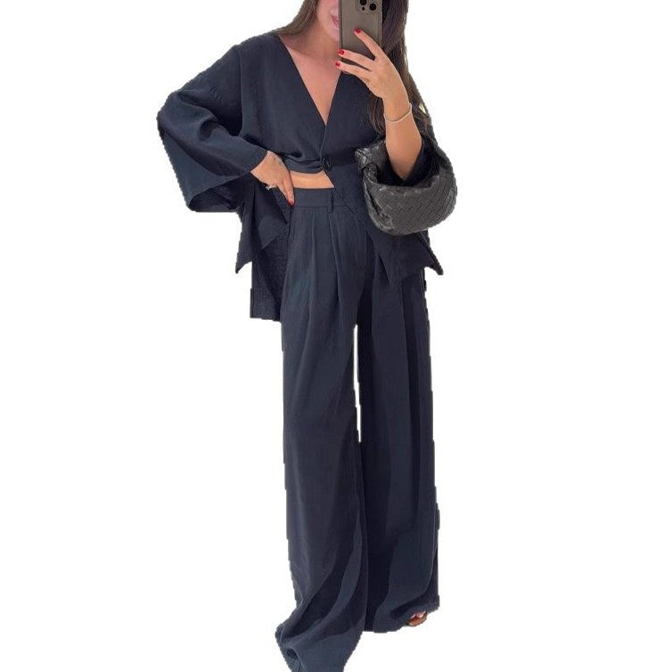 Dame afslappet linnedragt med løs pasform Stilla