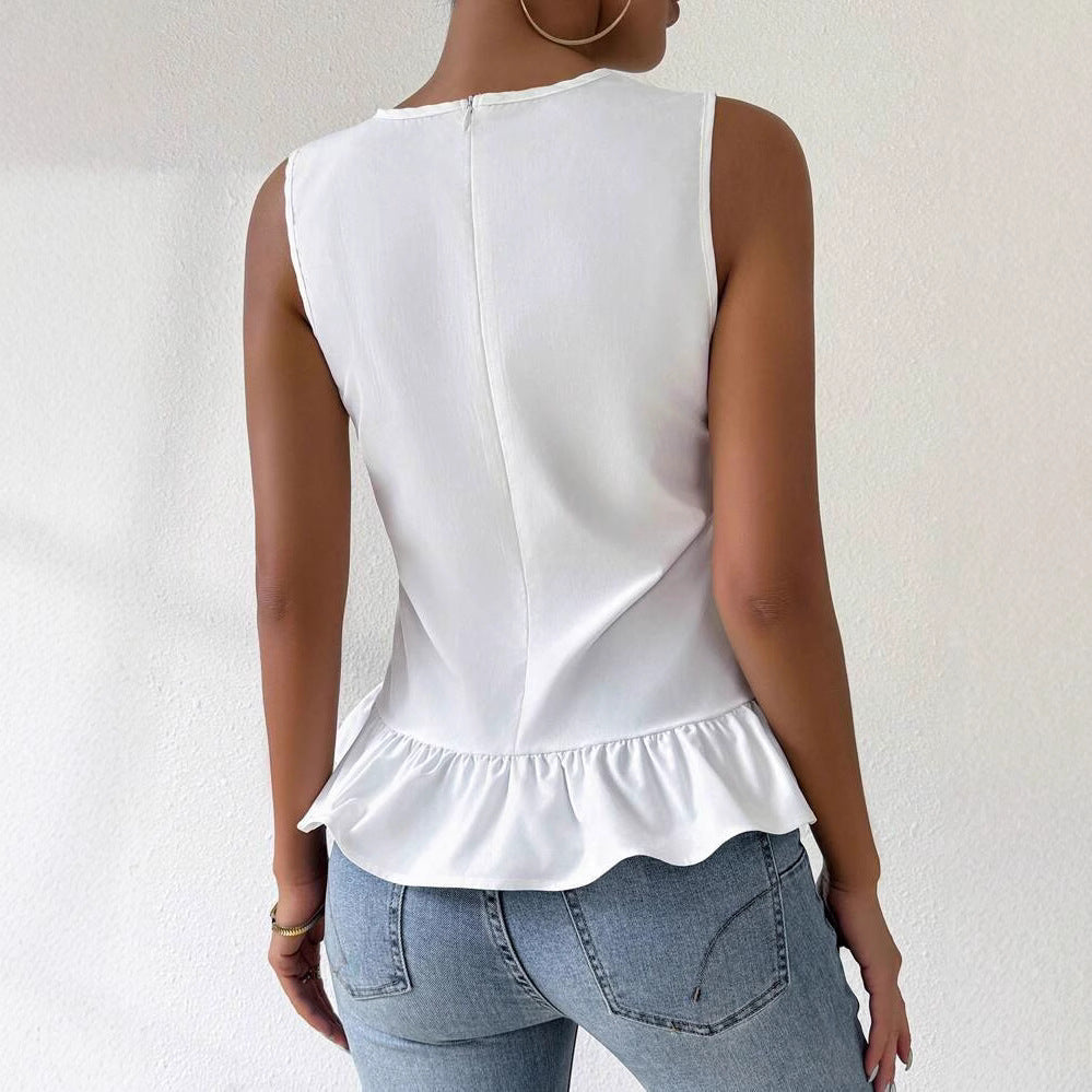 Dame elegant bluse med rynkedetaljer og asymmetrisk snit Stilla