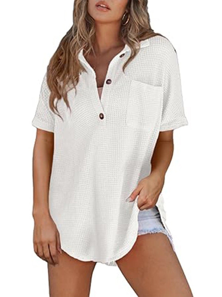 Dame afslappet kortærmet skjorte med knaplukning og brystlomme Stilla