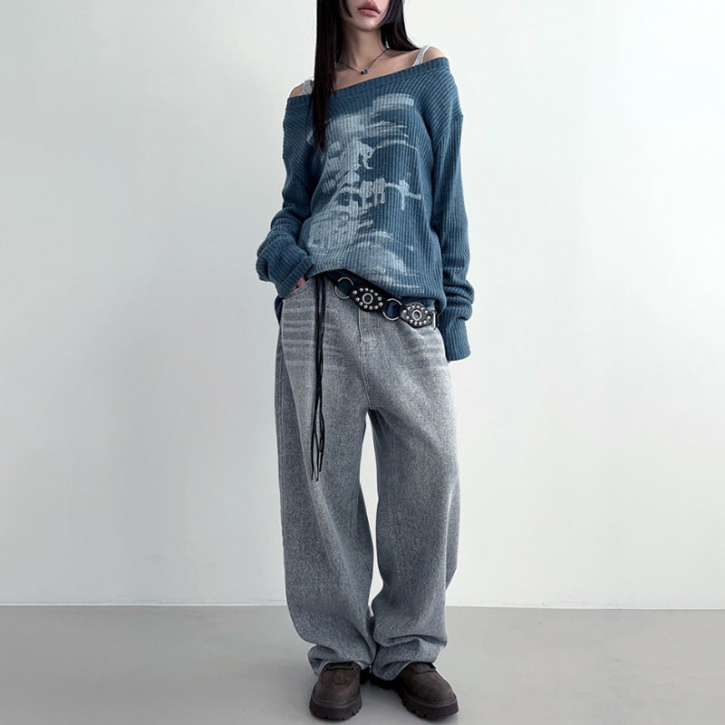 Dame afslappet OverStørrelse-T-shirt med asymmetrisk snit og unikt grafikdesign Stilla