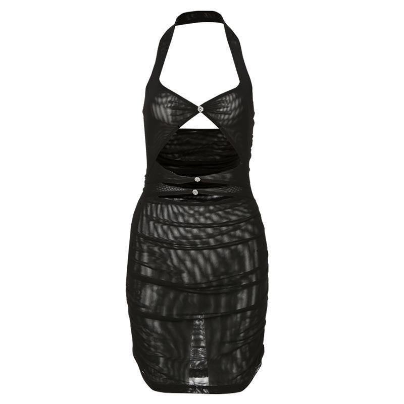 Dame Cut-Out Minikjole med raffinerede rynkeelementer og glitrende detaljer Stilla