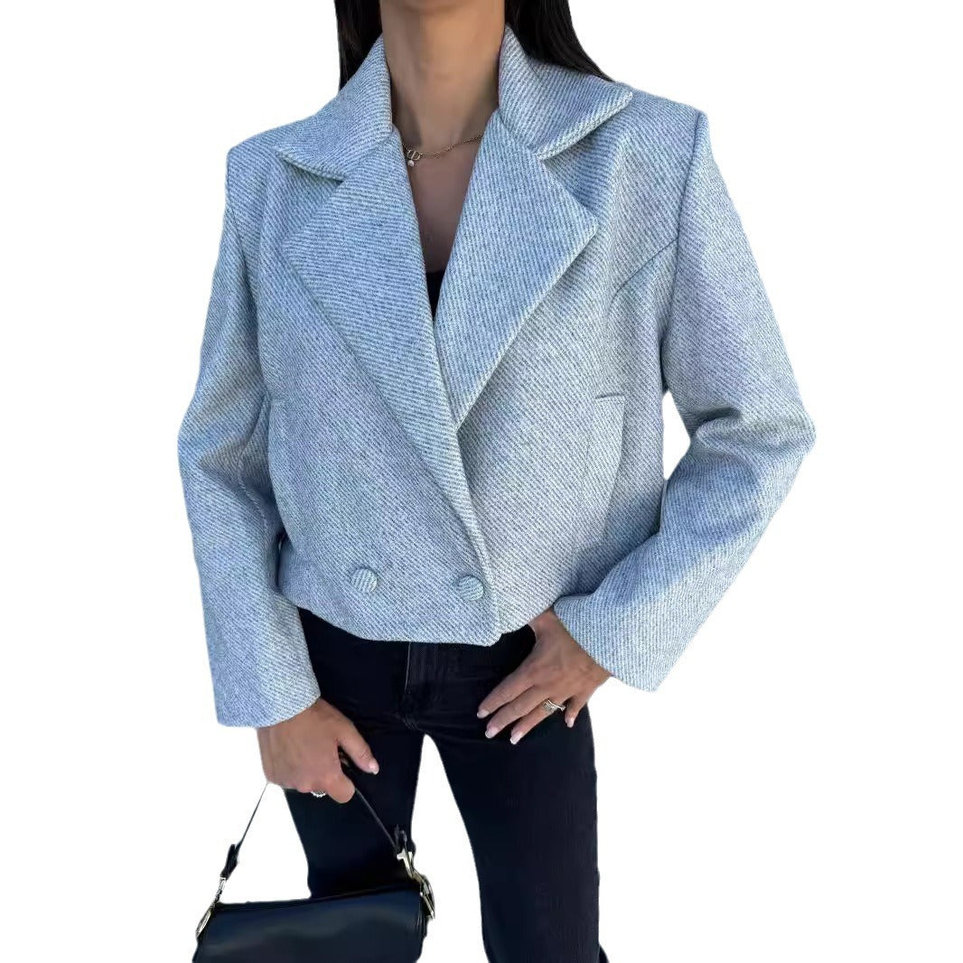 Dame cropped dobbeltradet blazerjakke Stilla