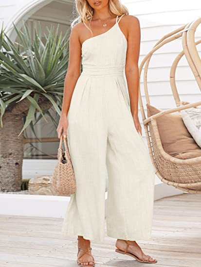 Stilla | One Shoulder Bred Ben Fast Farvet Jumpsuit
