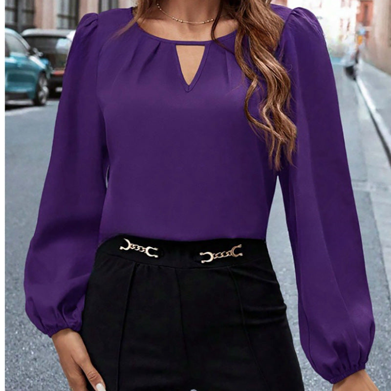 Dame Elegant bluse top med puffærmer Stilla