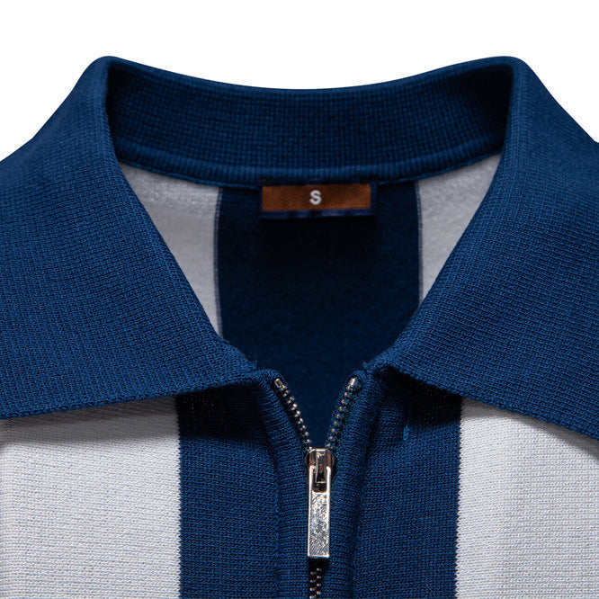 Herre Polo-Shirt med moderne lynlås og klassisk stribemønster Stilla