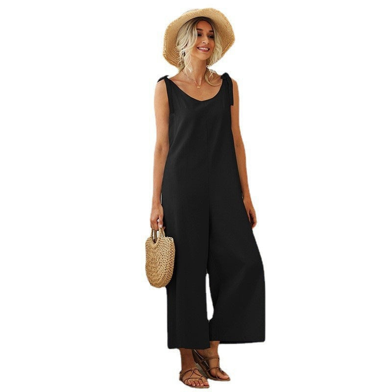 Dame Elegant Jumpsuit med stropløs design og bredt ben Stilla
