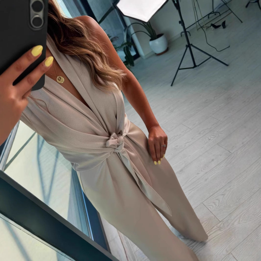 Elegant dame jumpsuit med bundet taljedetalje Stilla