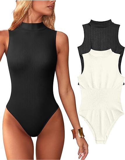 Dame bodysuit med elegant ståkrave og struktureret overflade Stilla