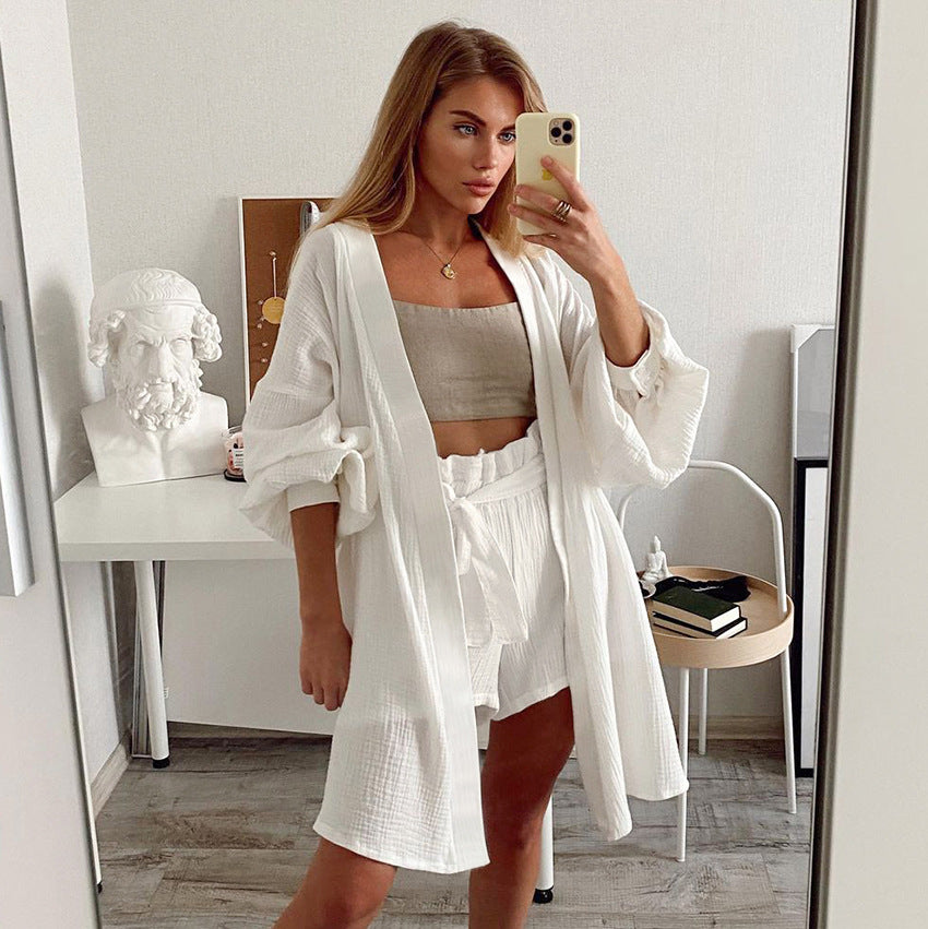 Dame afslappet Kimono-kåbe med bred skær Stilla