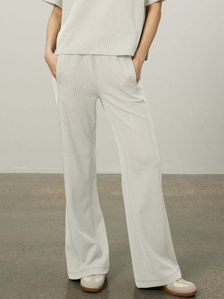 Dame elegant fritidsbukser med elastisk talje og fin ribstruktur Stilla