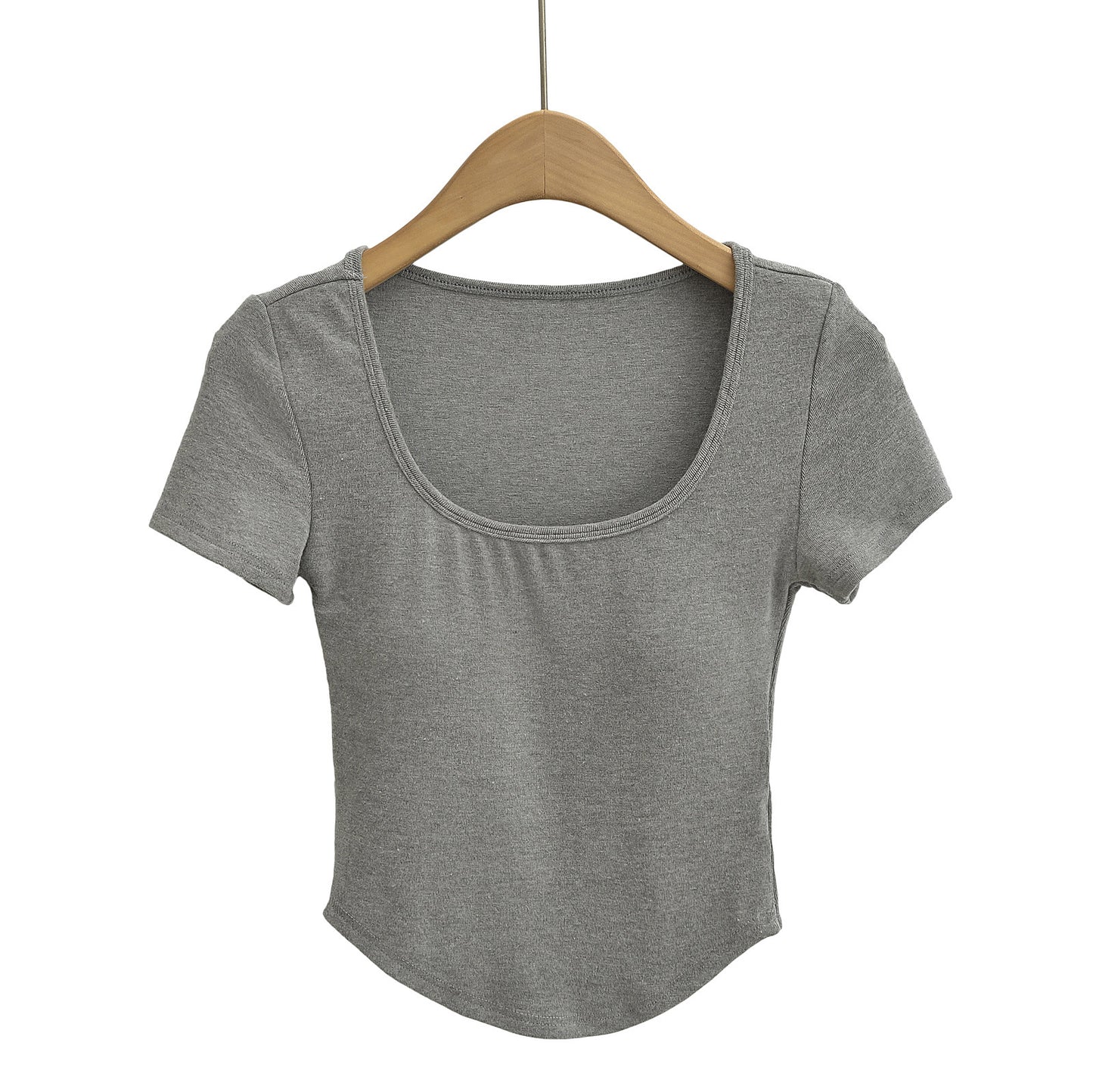 Dame elastisk rundhalset kortærmet skjorte med tætsiddende snit og blød bærekomfort Stilla