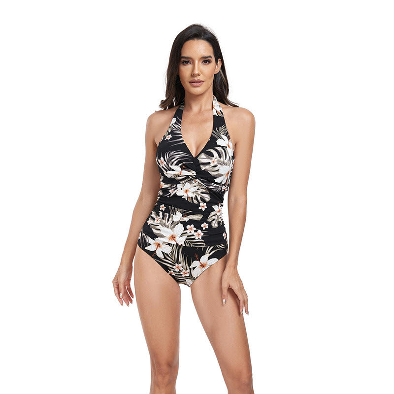 Dame Elegant Badedragt med raffinerede flæser og blomstermønstre Stilla