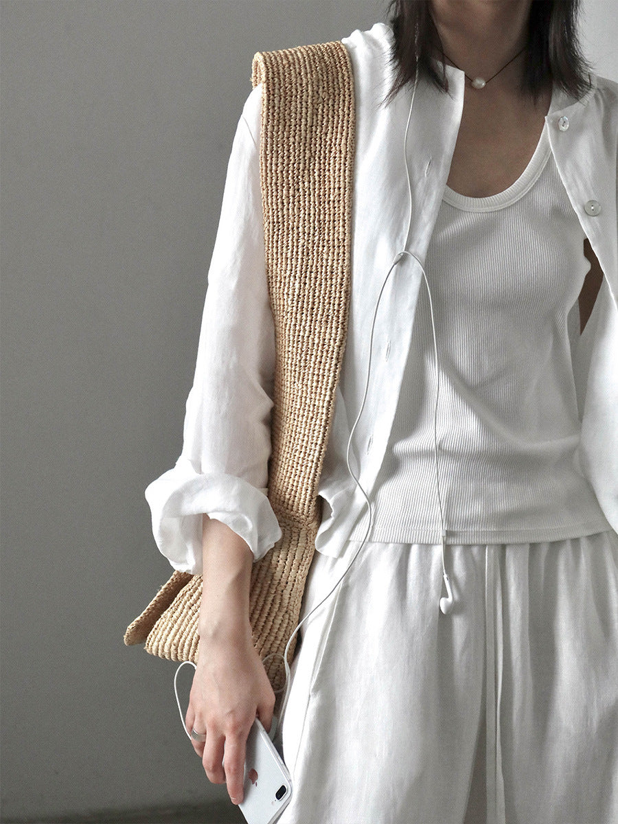 Dame afslappet blusejakke med knaplukning og elastisk kant Stilla