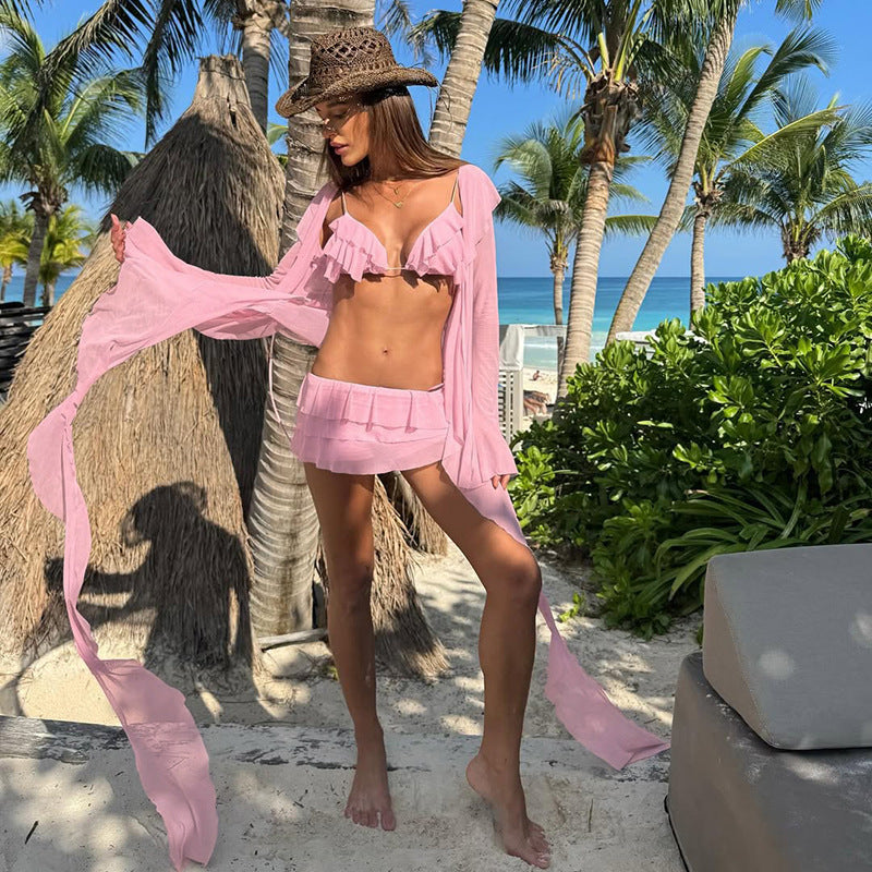 Dame Chiffon-Style Jumpsuit med legende rynke-design og lange ærmer Stilla
