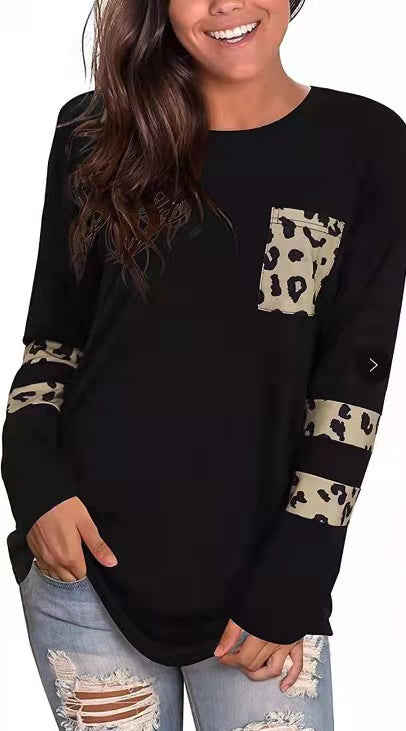 Dame afslappet longsleeve T-shirt med moderne mønster Stilla