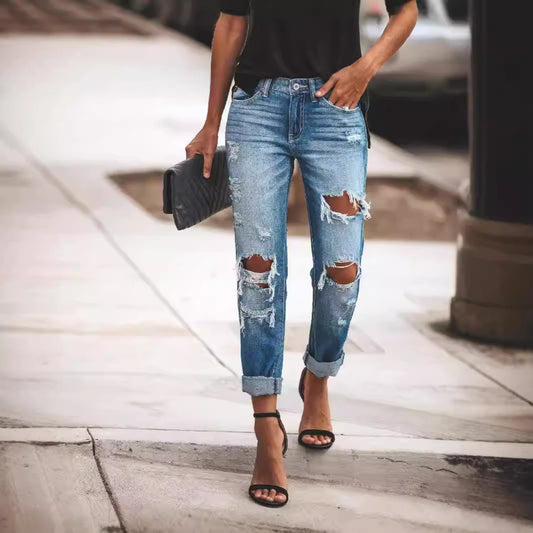 Dame Destroyed Mom-Jeans med afslappet snit Stilla