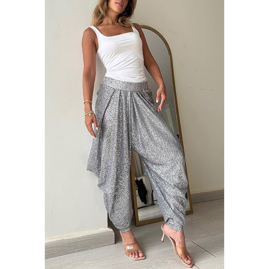 Dame Elegant Bukser med Glitterdetaljer og afslappet snit Stiila