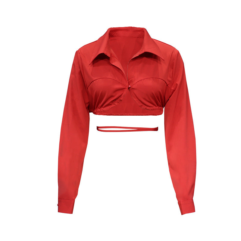 Dame Cropped Bluse med innovativ knytteknik Stilla