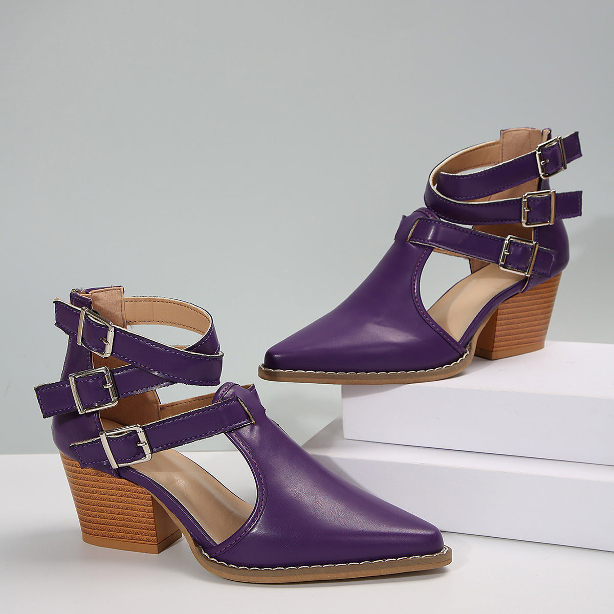 Dame Elegant Ankel Støvler med justerbare Remme Stilla