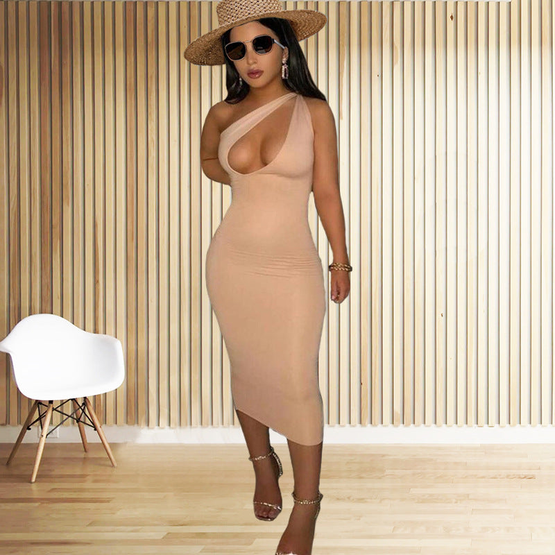 Dame Elegant Figurtilpasset Aftenkjole med asymmetrisk Udsnit Stilla