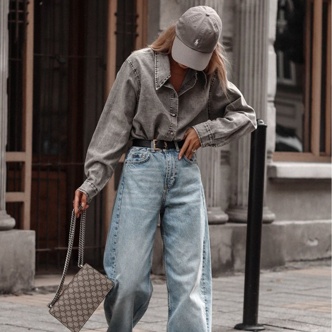 Dame denimskjorte i afslappet oversized pasform med stilfulde detaljer Stilla