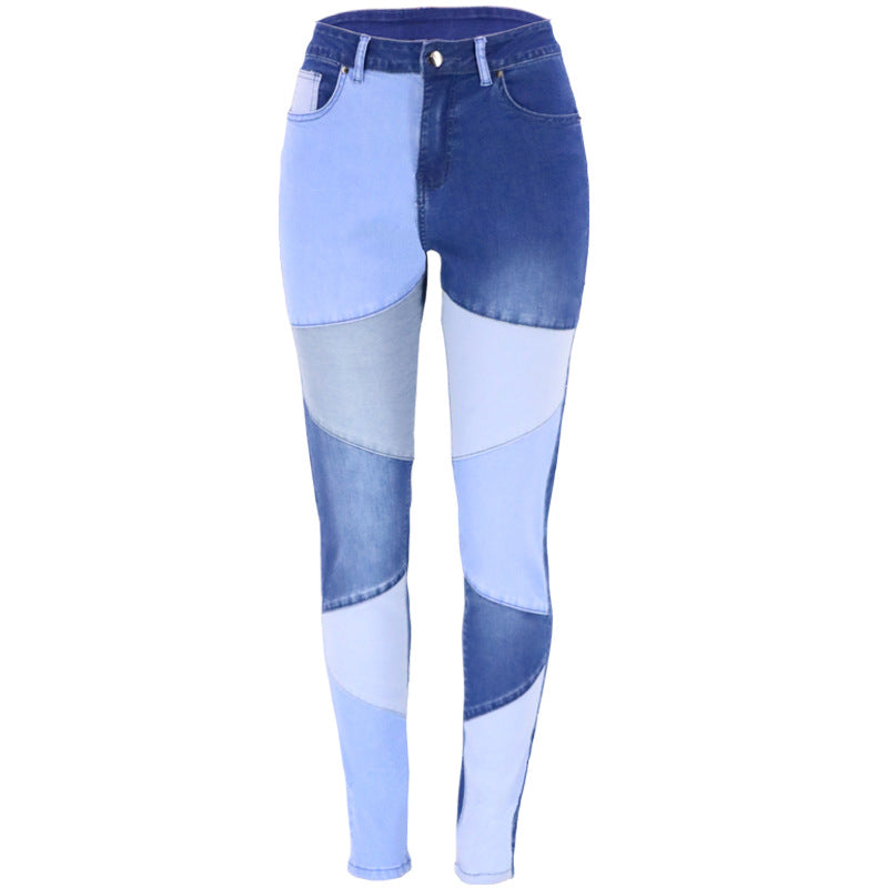 Damer Mode Skinny Jeans i kreativ patchwork-design med høj talje Stilla