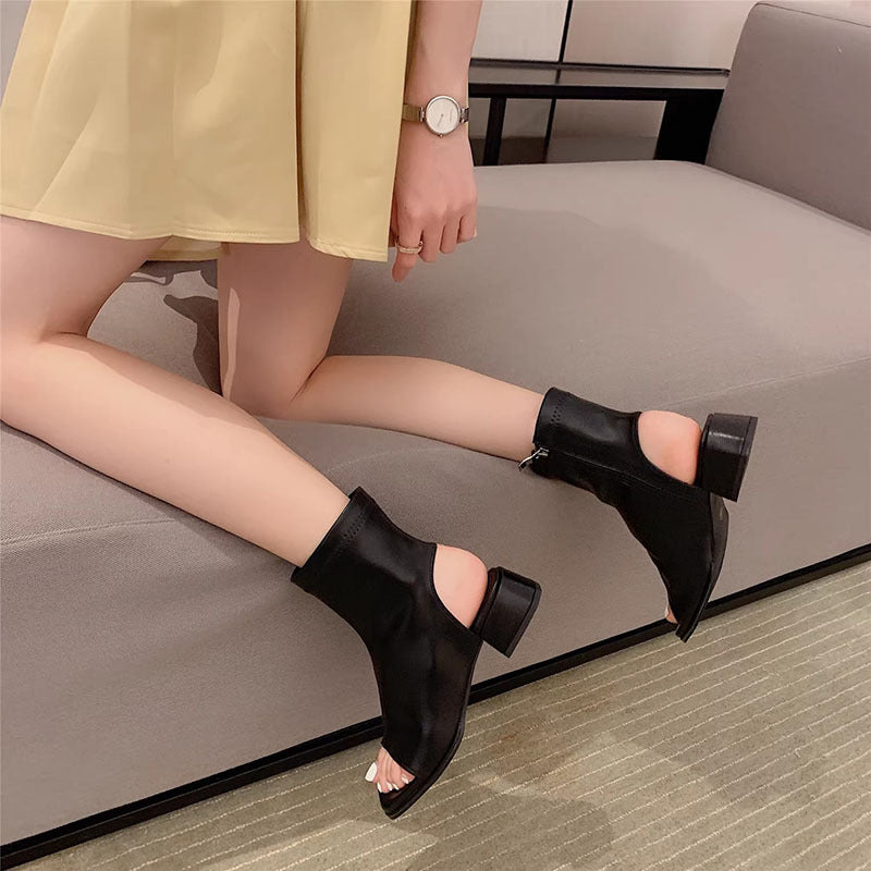 Dame åbne ankelstøvler med blokhæl Stilla