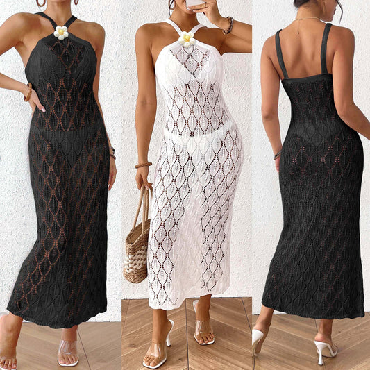 Dame Elegant Halter Neck Maxi Kjole Stilla
