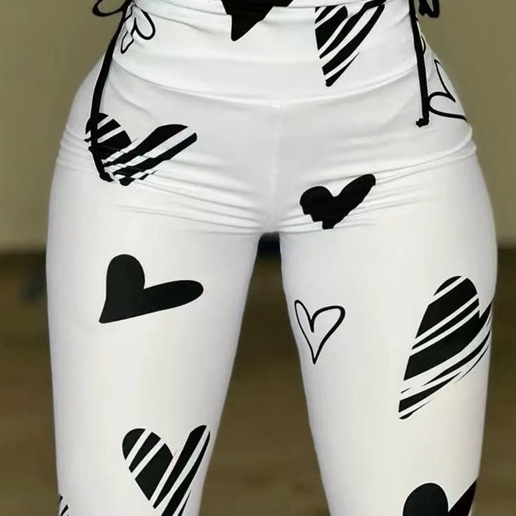 Dame High-Waist Leggings med hjerteformet design og justerbar kant Stilla
