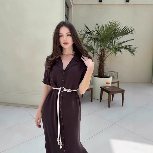 Dame Elegant Knap Skjorte Kjole Stilla