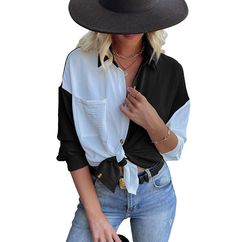 Dame Elegant Bluser med asymmetrisk knapliste og brystlomme Stilla
