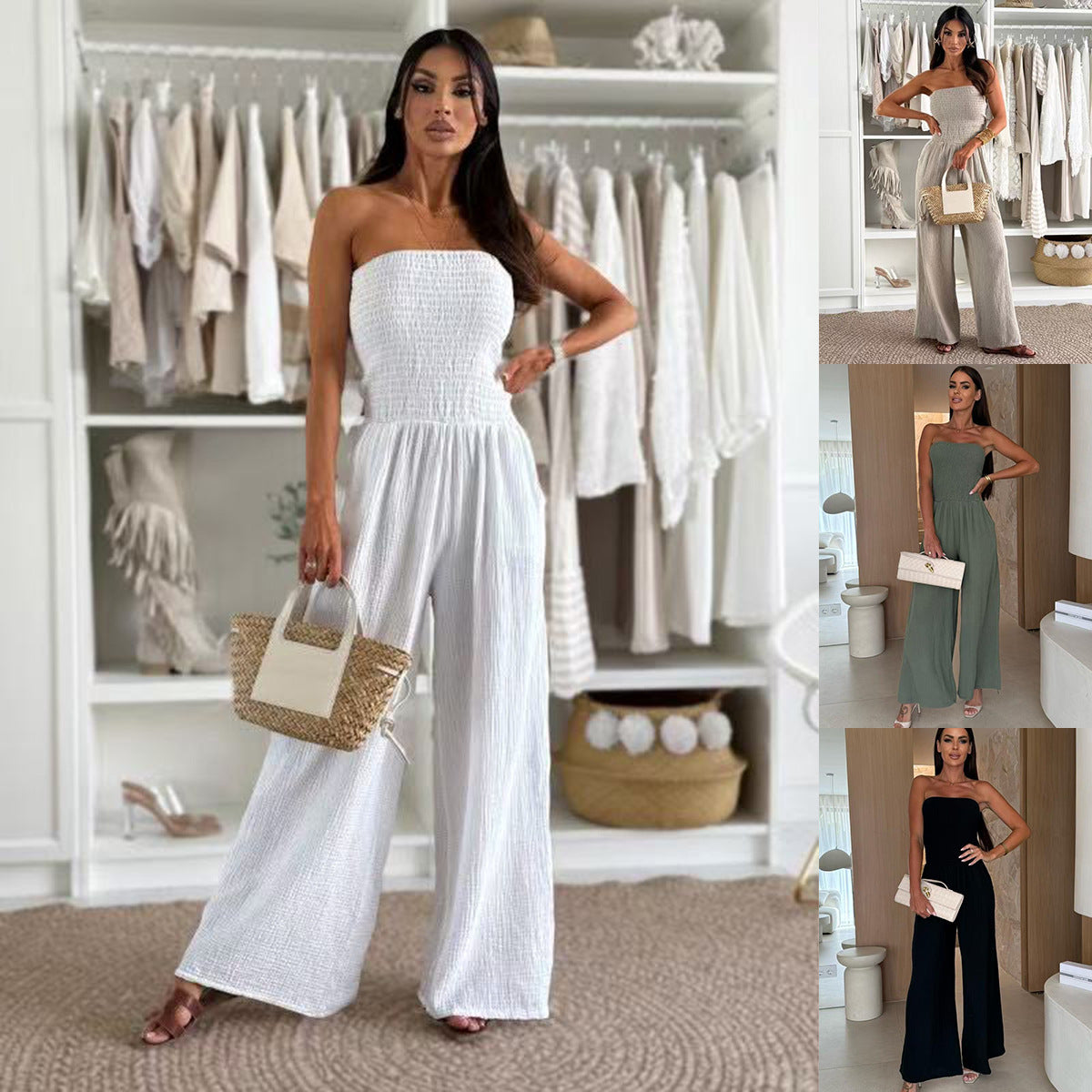Dame jumpsuit med figursyet silhuet og elastisk overdel Stilla