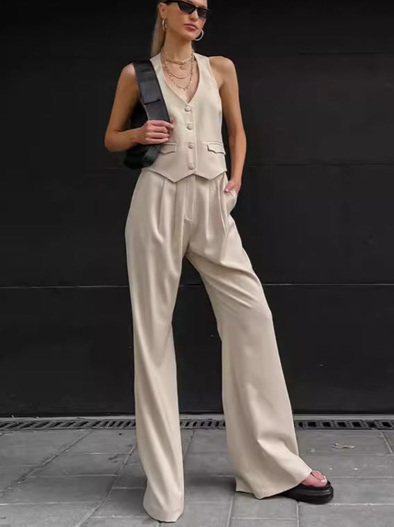 Dame Elegant Blazer med Bukse-Sæt og Høj Talje Stilla