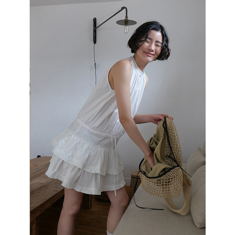 Dame afslappet sommerkjole med dekorative volanter og justerbar taljehn sap Stilla